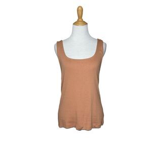 a new day Solid Orange Ribbed Tank Top Square Neck Size XL Extra Large Womens